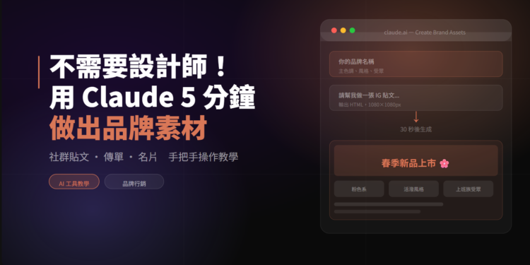【AI工具】如何用 Claude，讓你5 分鐘做出專業品牌素材